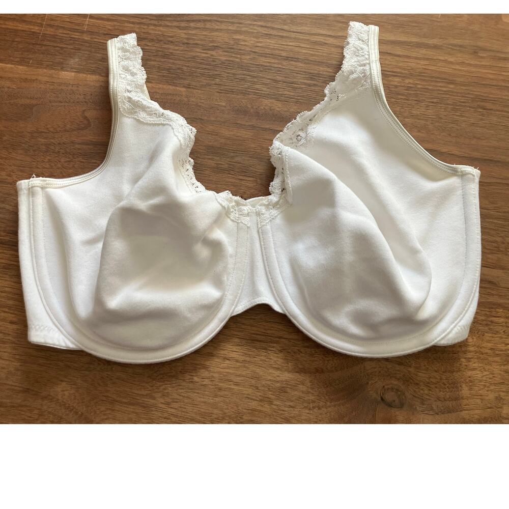 Cacique Lane Bryant‎ Bra 40DD White Ivory Cotton Underwire Lacy Simple